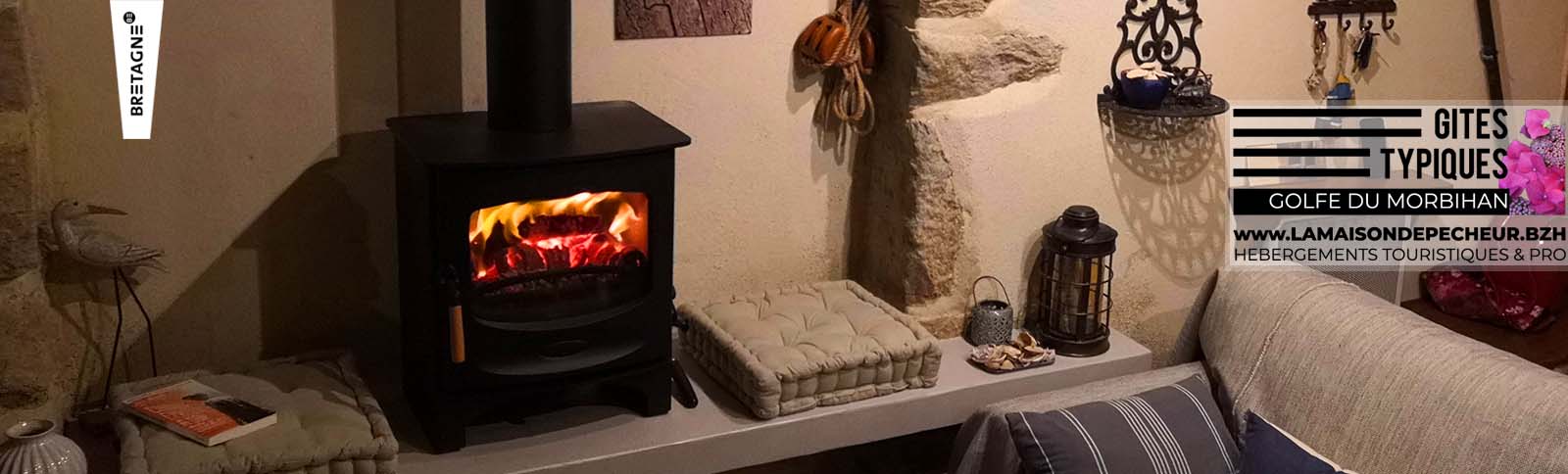 Gite morbihan avec cheminée ou poele à bois