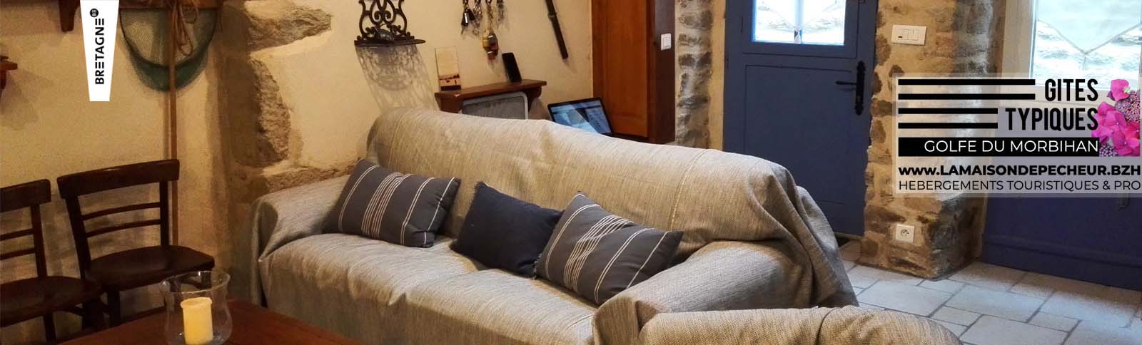 Salon du gîte maison de Pêcheur dans le Golfe du Morbihan