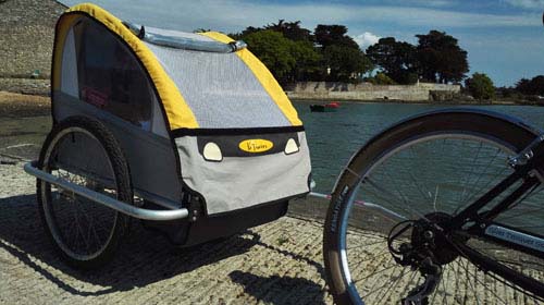remorque enfants gîtes golfe du Morbihan